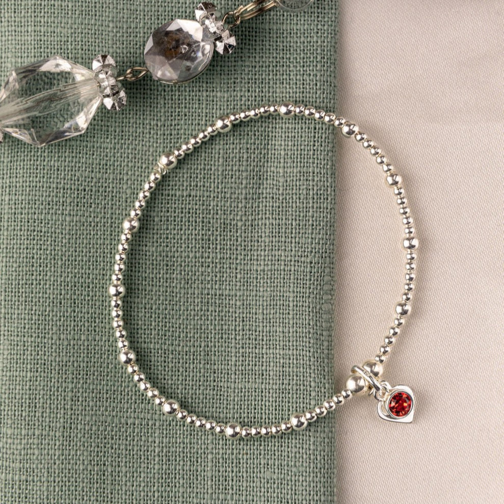 Birthstone Heart Charm Bracelet