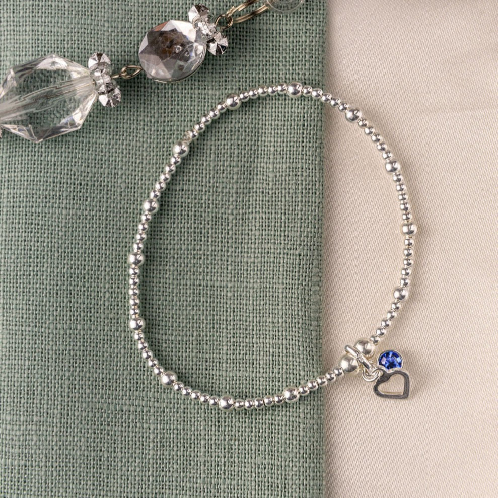 Birthstone Heart Charm Bracelet