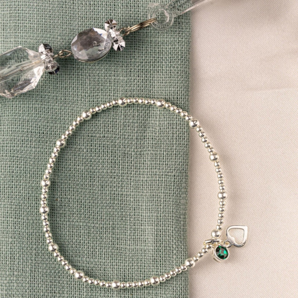 Birthstone Heart Charm Bracelet