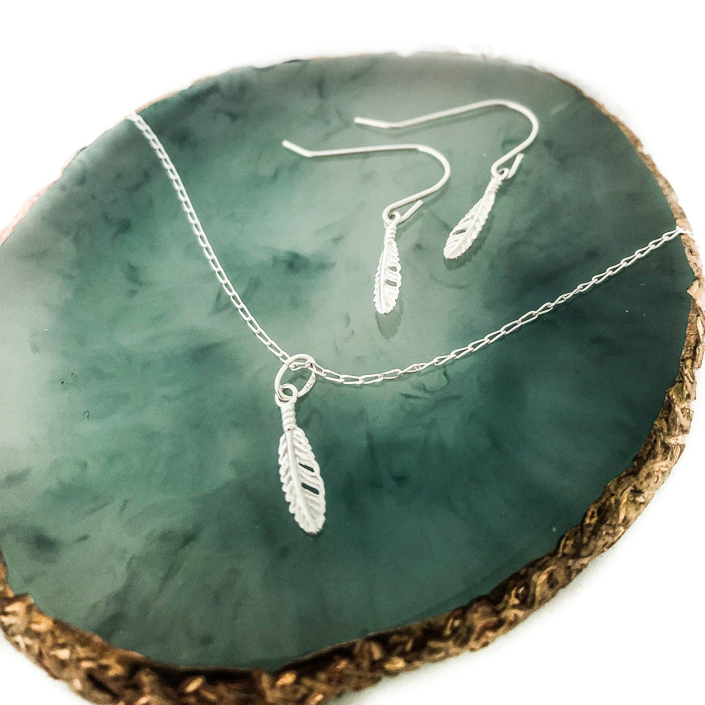 Floating Feather Drop Earrings