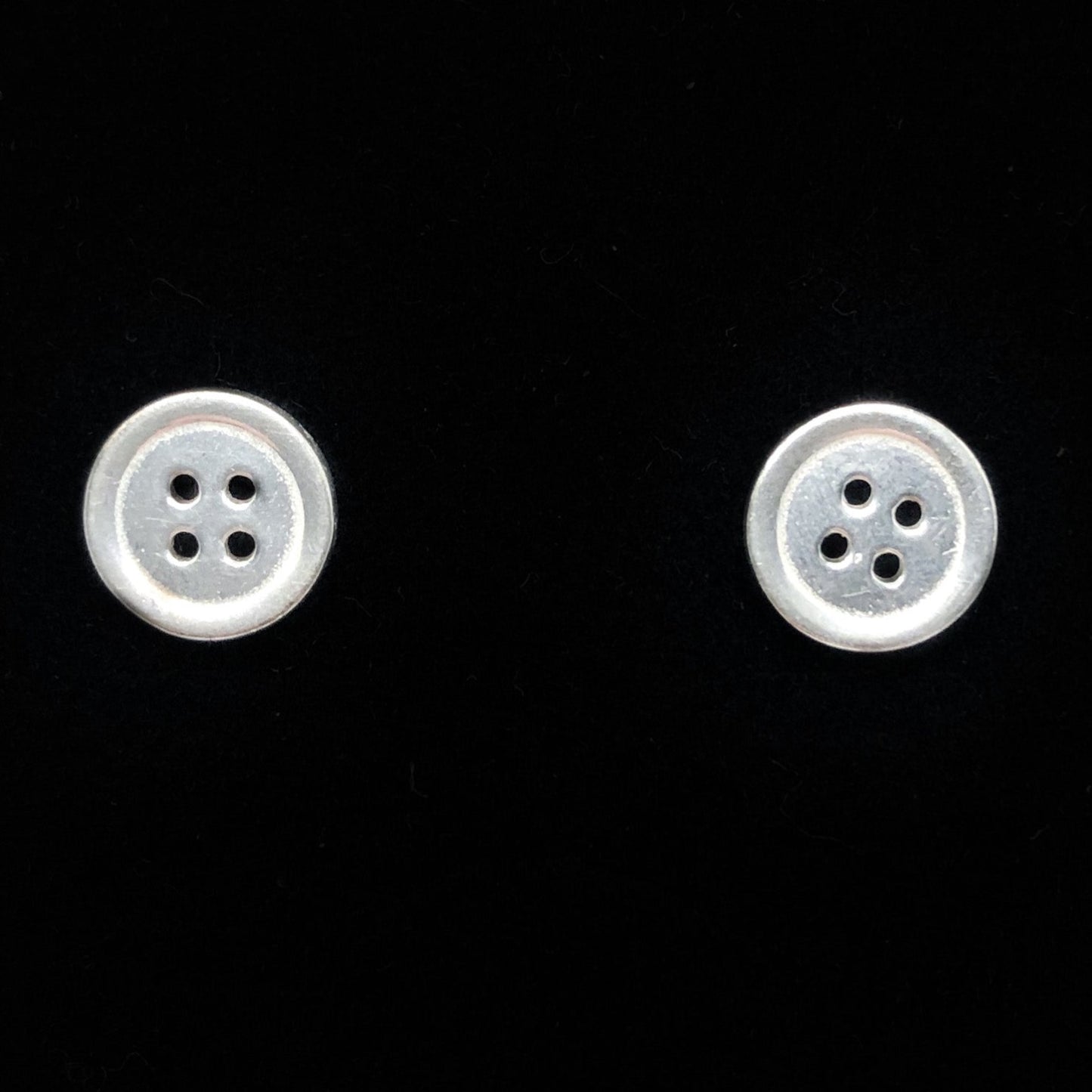 Silver Button Stud Earrings