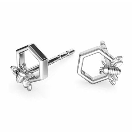 Honeycomb Bee Stud Earrings