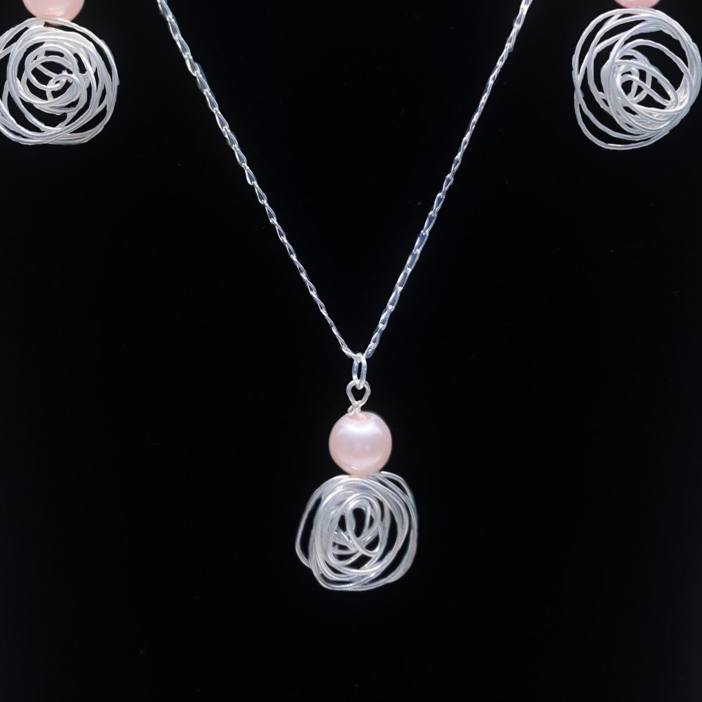 Silver and Crystal Rose Necklace
