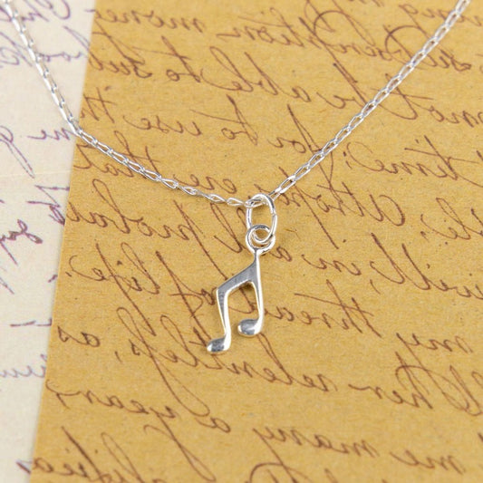 Music Note Silver Charm Necklace