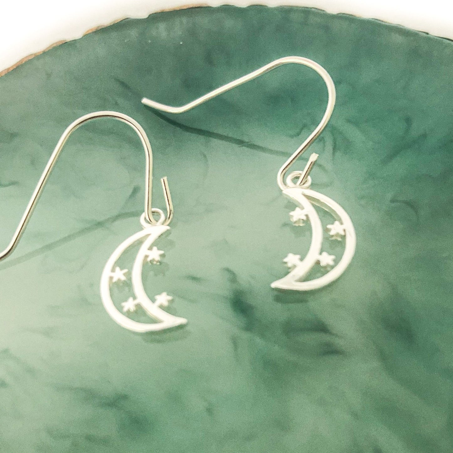 Moon and Star Silver Earrings