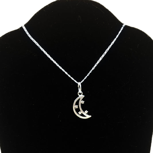 Moon and Star Silver Necklace