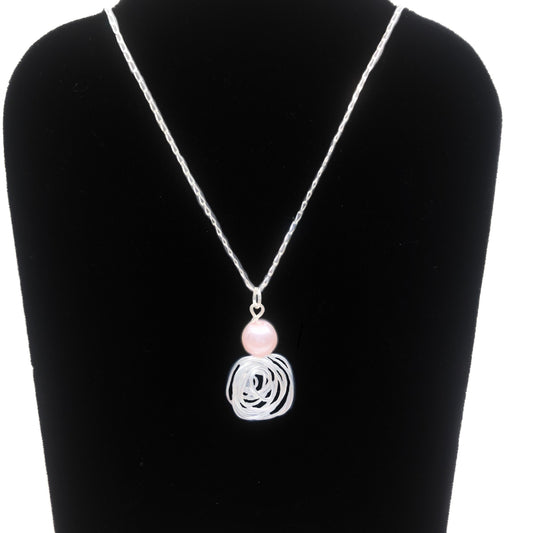Silver and Crystal Rose Necklace
