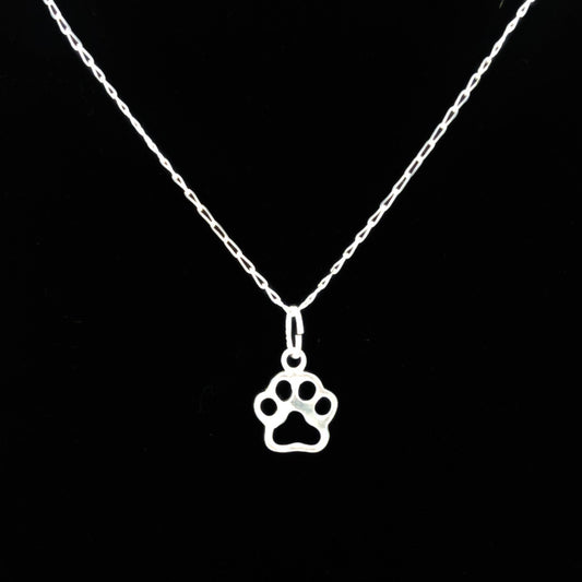Paw Print Silver Pendant Necklace
