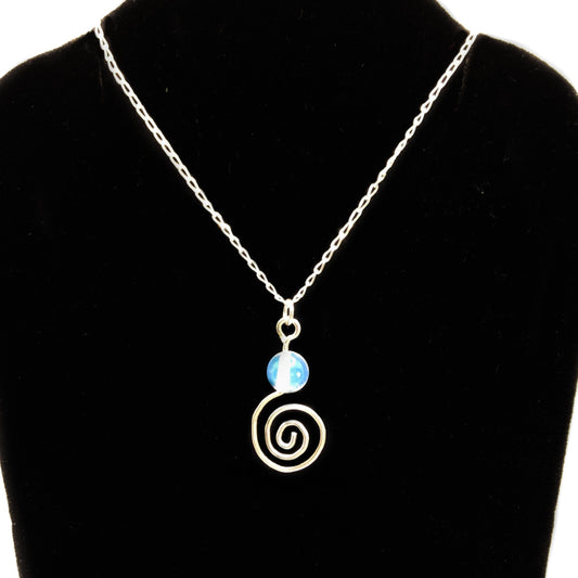 Wire Wrapped Spiral with Crystal Necklace