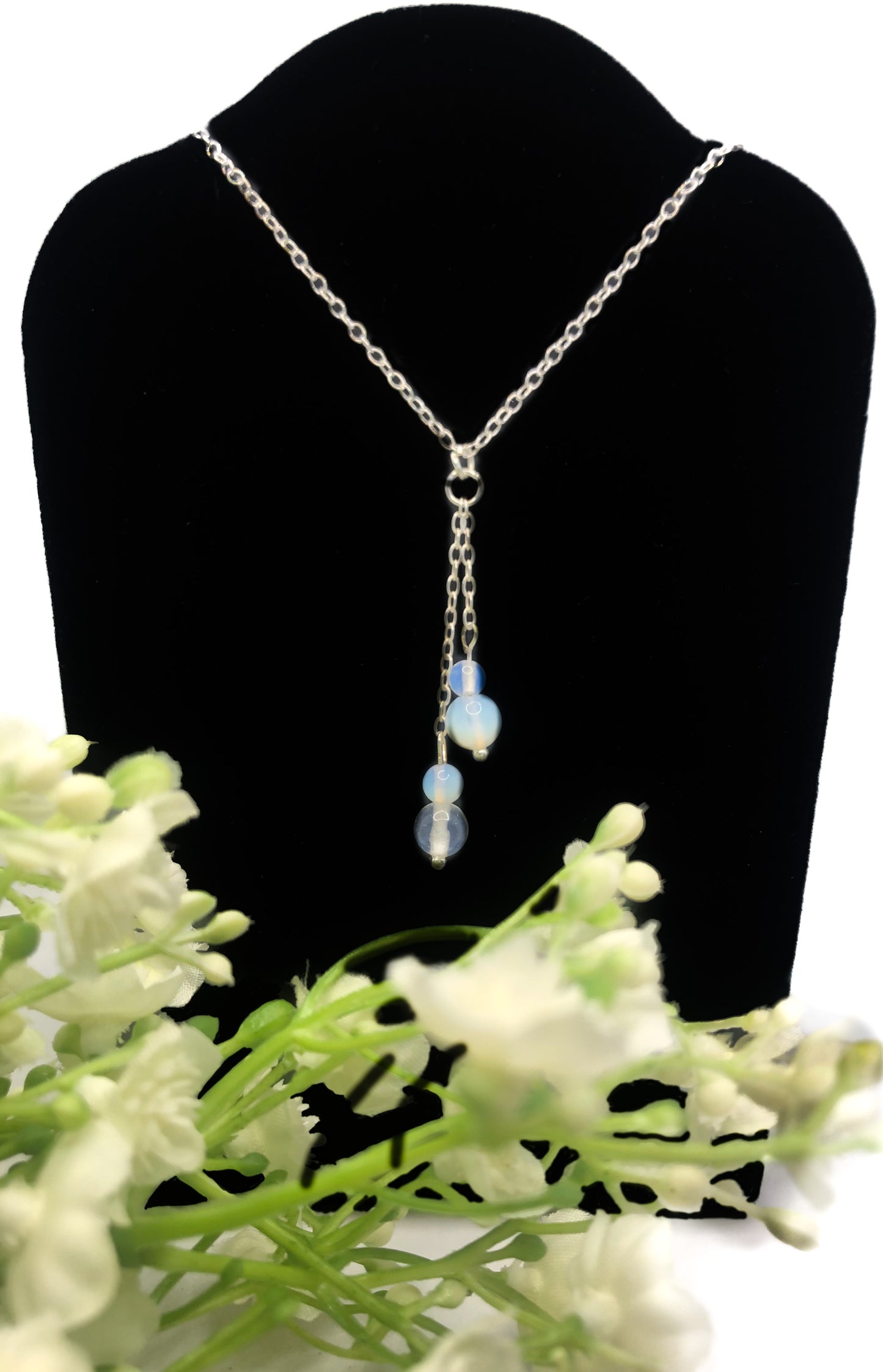 Gemstone and Silver chain drop necklace