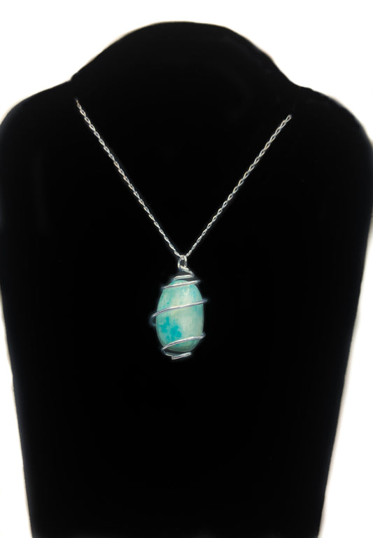 Wire Wrapped Crystal Pendant Necklace