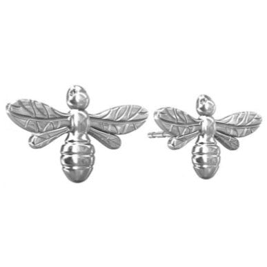 Silver Bumble Bee Stud Earrings